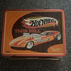 Vintage Thermos Hot Wheels Twin Mill Orange Metal Lunchbox